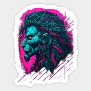 Synthwave Lion King Sticker